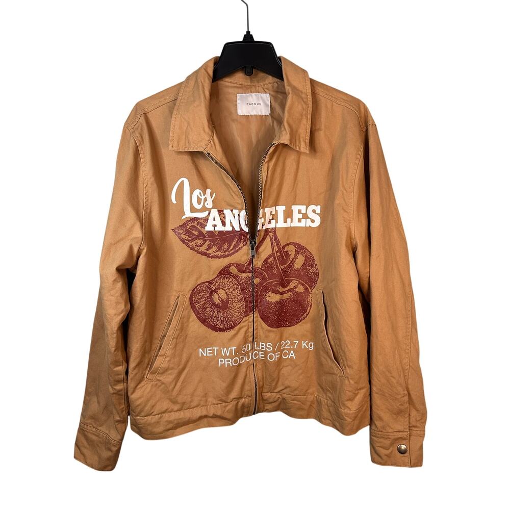 Pacsun Los Angeles Cherry Men's jacket Tan bomber chore barn coat Size Medium